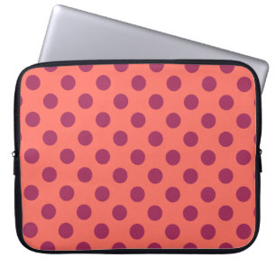 Capa Para Notebook Bolinhas de vinho tinto e de coral vivo