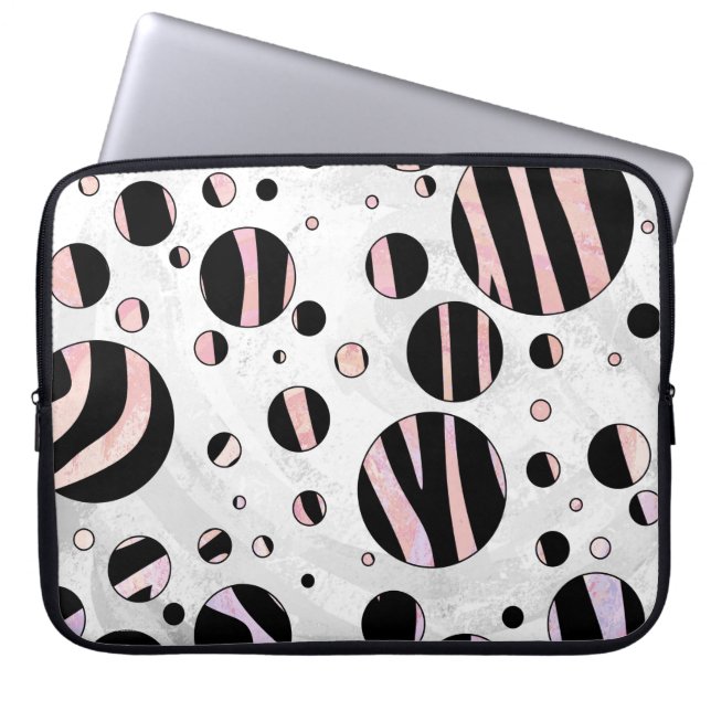 Capa Para Notebook Bolinhas de Zebra Pretas e Rosa (Frente)