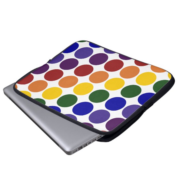 Capa Para Notebook Bolinhas do arco-íris no branco (Frente Inferior)