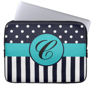 Capa Para Notebook Bolinhas e tiras, Bolsa de laptop monograma