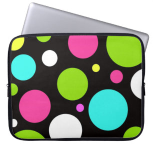 Capa Para Notebook Bolinhas grandes do divertimento colorido no preto