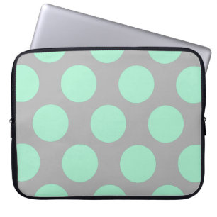 Capa Para Notebook Bolinhas hortelã e bolsa de laptop das cinzas