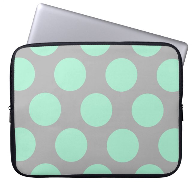 Capa Para Notebook Bolinhas hortelã e bolsa de laptop das cinzas (Frente)