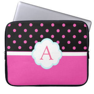 Capa Para Notebook bolinhas lindas, doces, rosa e pretas