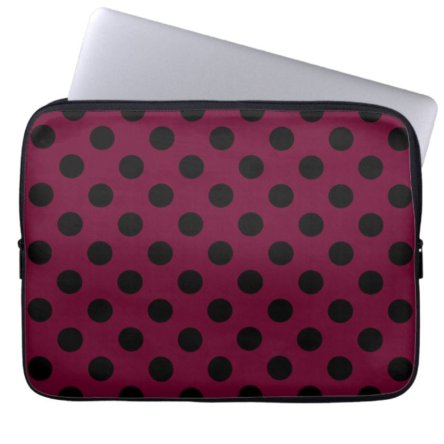 Capa Para Notebook Bolinhas negras com burgundy (Frente)