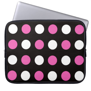Capa Para Notebook Bolinhas negras, cor-de-rosa branca