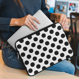 Capa Para Notebook Bolinhas, padrão de Bolinhas, preto e branco