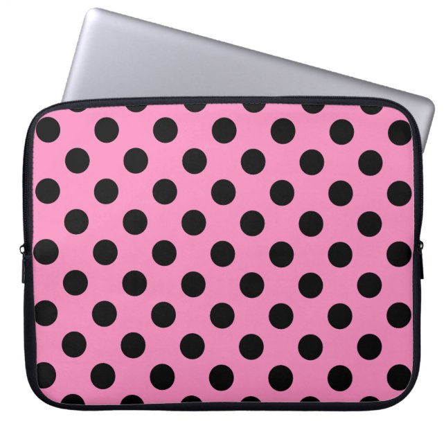 Capa Para Notebook Bolinhas pretas a rosa (Frente)