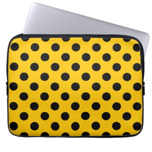 Capa Para Notebook Bolinhas pretas em amarelo