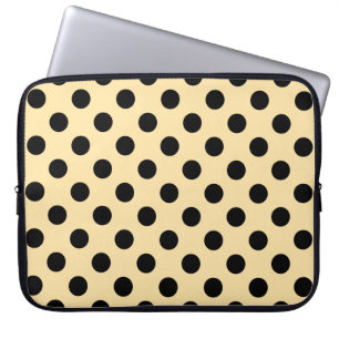 Capa Para Notebook Bolinhas pretas em amarelo pálido