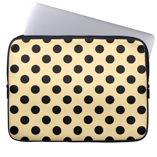 Capa Para Notebook Bolinhas pretas em amarelo pálido (Frente)