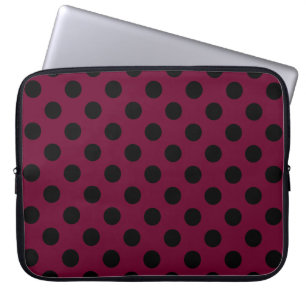 Capa Para Notebook Bolinhas pretas em Borgonha