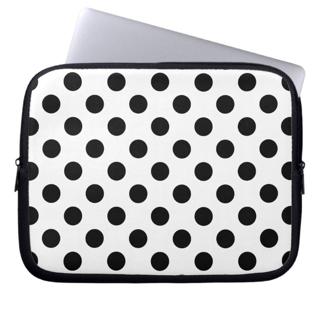 Capa Para Notebook Bolinhas pretas em branco (Frente)