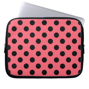 Capa Para Notebook Bolinhas pretas em coral