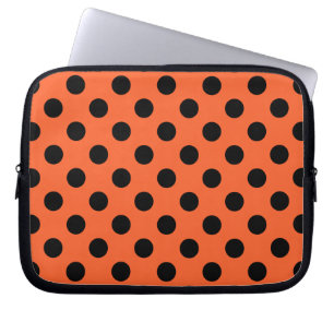 Capa Para Notebook Bolinhas pretas em laranja