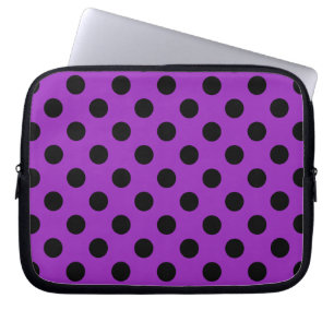 Capa Para Notebook bolinhas pretas em roxo