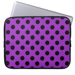 Capa Para Notebook bolinhas pretas em roxo