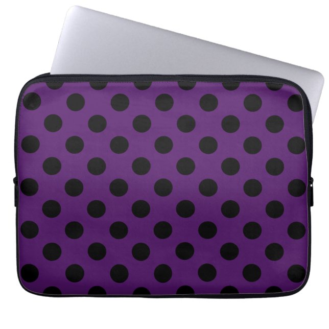 Capa Para Notebook Bolinhas pretas em roxo de ameixa (Frente)