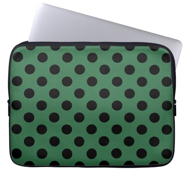 Capa Para Notebook Bolinhas pretas em verde-cinza (Frente)