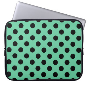 Capa Para Notebook bolinhas pretas em verde de menta