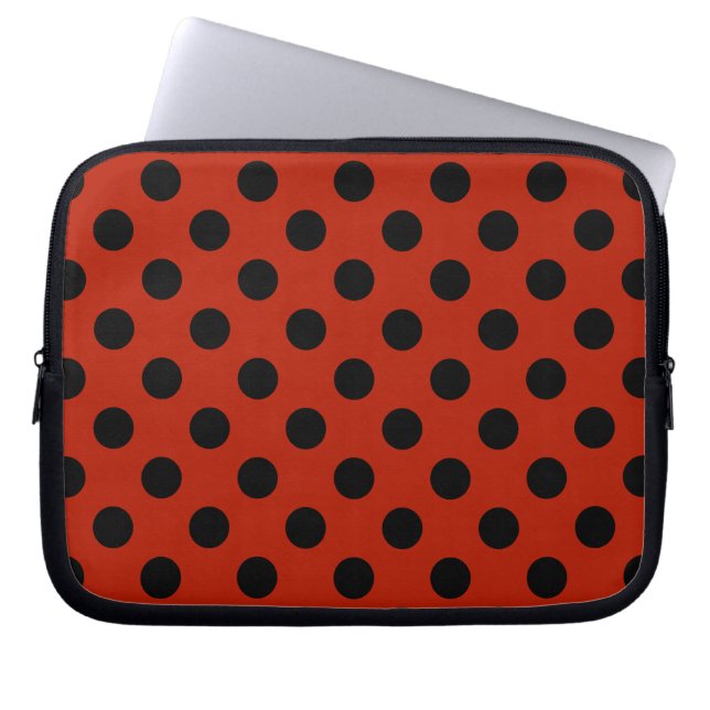 Capa Para Notebook Bolinhas pretas em vermelho (Frente)