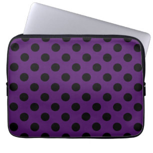 Capa Para Notebook Bolinhas pretas no roxo da ameixa