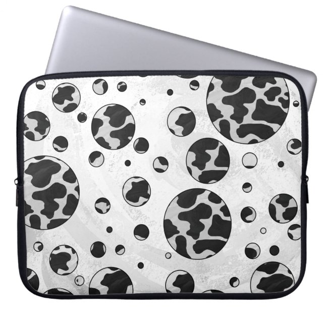 Capa Para Notebook Bolinhas preto-e-branco de Impressão (Frente)