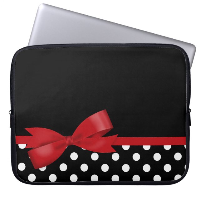 Capa Para Notebook Bolinhas preto e branco do arco vermelho (Frente)