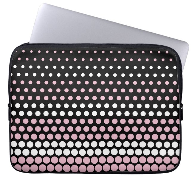 Capa Para Notebook Bolinhas rosa Cameo e branca (Frente)