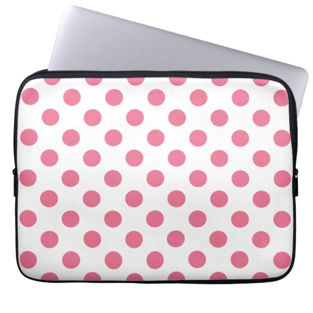 Capa Para Notebook Bolinhas rosa e branca (Frente)