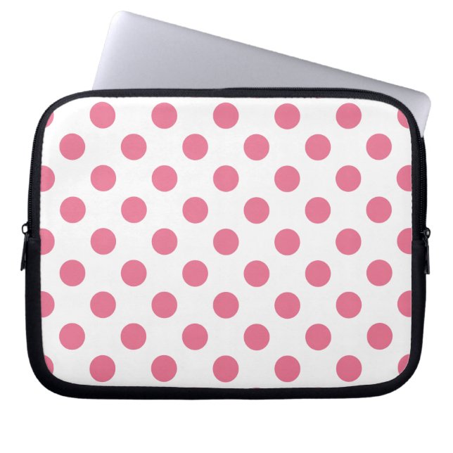 Capa Para Notebook Bolinhas rosa e branca (Frente)