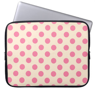 Capa Para Notebook Bolinhas rosa em creme