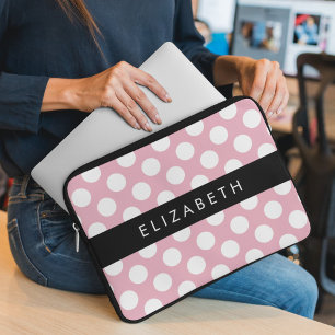 Capa Para Notebook Bolinhas Rosa, Padrão de Bolinhas, Seu Nome