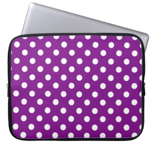 Capa Para Notebook Bolinhas roxas e brancas
