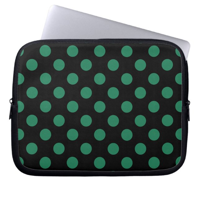 Capa Para Notebook Bolinhas verdes e pretas (Frente)