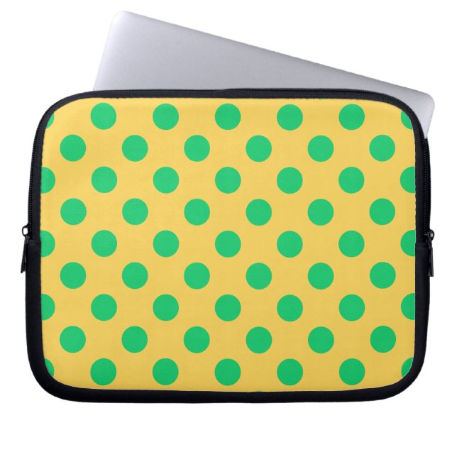 Capa Para Notebook Bolinhas verdes em amarelo (Frente)
