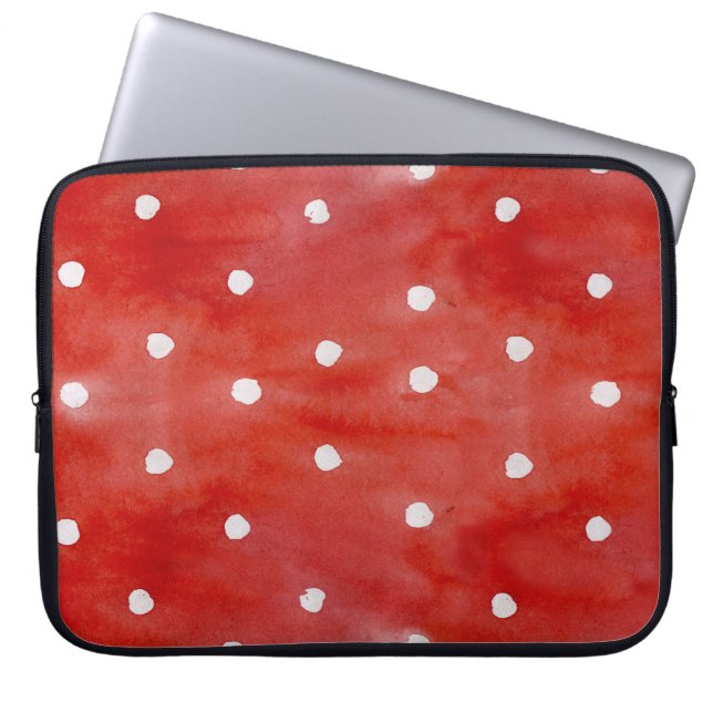 Capa Para Notebook Bolinhas vermelha, padrão sem costura de aquarela. (Frente)