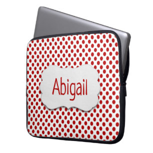 Capa Para Notebook Bolinhas Vermelhas com Nome