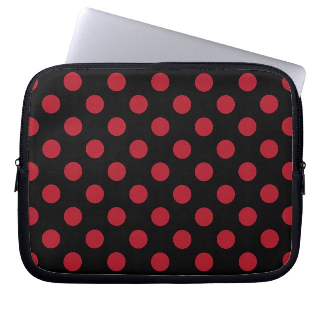 Capa Para Notebook Bolinhas vermelhas e pretas (Frente)