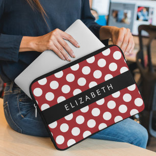 Capa Para Notebook Bolinhas Vermelhas, Padrão de Bolinhas, Seu Nome