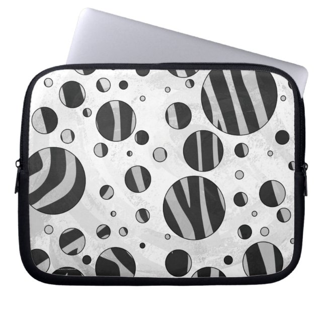 Capa Para Notebook Bolinhas zebra Cinza preta e clara (Frente)