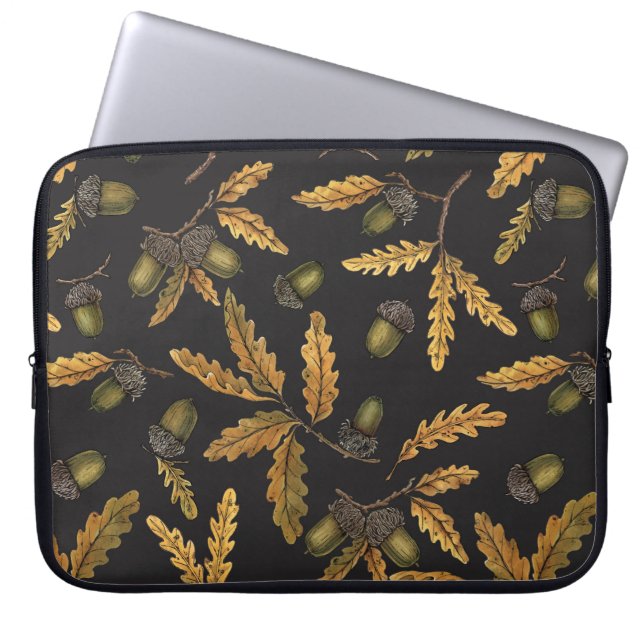 Capa Para Notebook Bolotas de carvalho em preto (Frente)