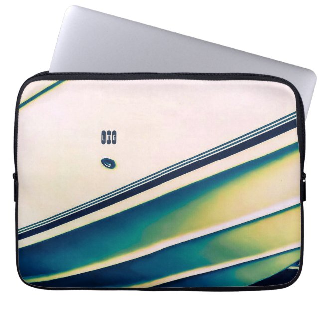 Capa Para Notebook Bolsa de Eletrônicos Abstrata de Barco em Azul (Frente)