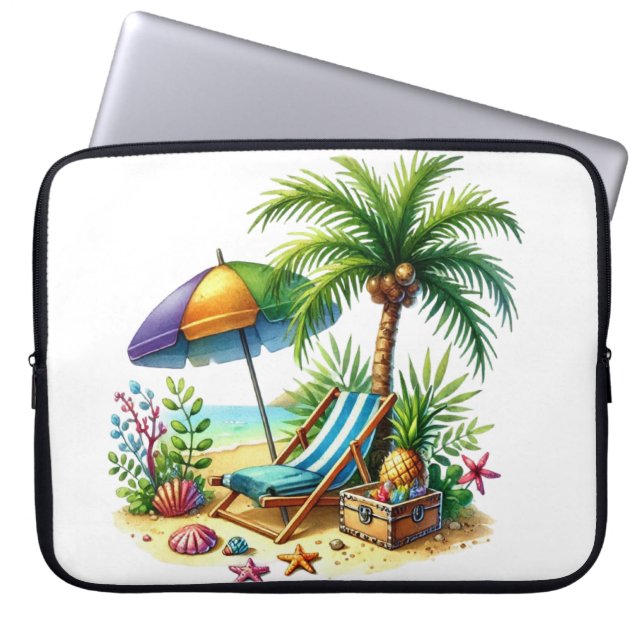 Capa Para Notebook Bolsa de Eletrônicos de Praia Tropical (Frente)