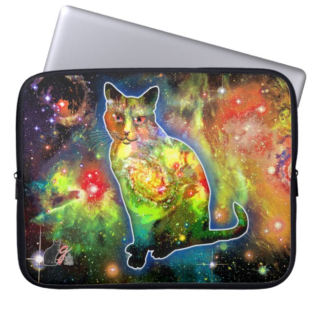 Capa Para Notebook Bolsa de Eletrônicos do Gato Cósmico Ômicron (Frente)