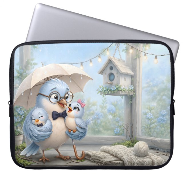 Capa Para Notebook Bolsa de Eletrônicos Família do Pai Pássaro – Páss (Frente)