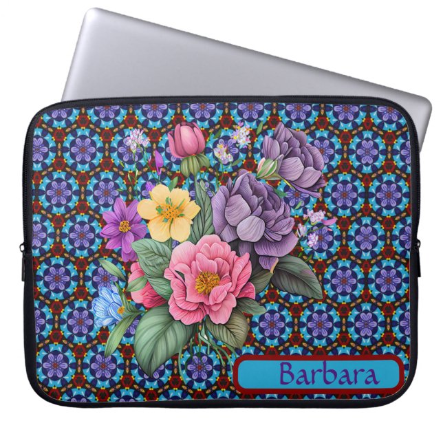 Capa Para Notebook Bolsa de Eletrônicos Florais Personalizada (Frente)
