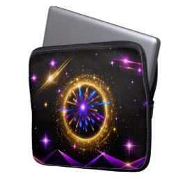 Capa Para Notebook Bolsa de Eletrônicos Neon Portal Cósmico Radiante