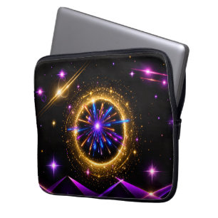 Capa Para Notebook Bolsa de Eletrônicos Neon Portal Cósmico Radiante