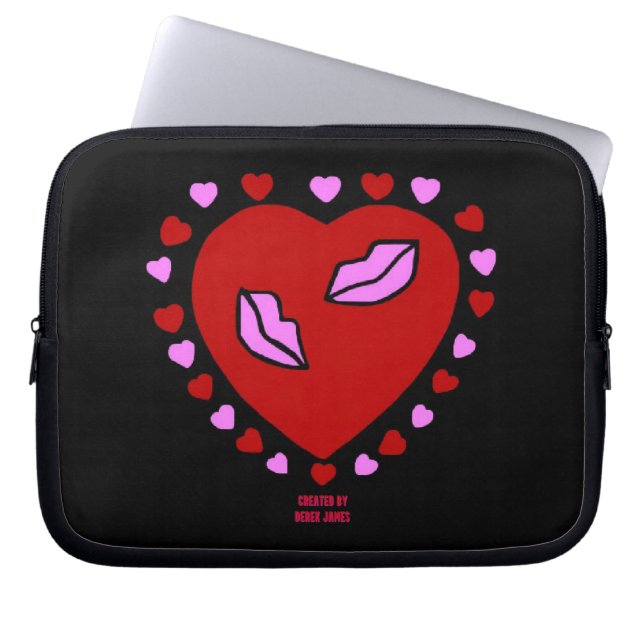 Capa Para Notebook Bolsa de laptop Adorável de Beijos Neoprene (Frente)